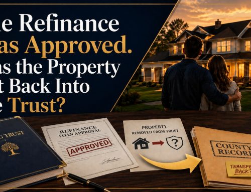 The Refinance Was Approved. Was the Property Put Back Into the Trust?